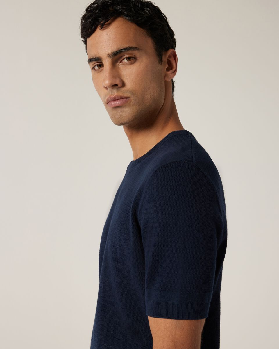 Crew Short Sleeve Knit, Navy, hi-res